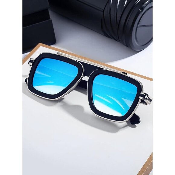 Mens Fashion Sunglasses Square Shades UV400 Protection 56mm Lens Sun Glasses - Picture 3 of 5